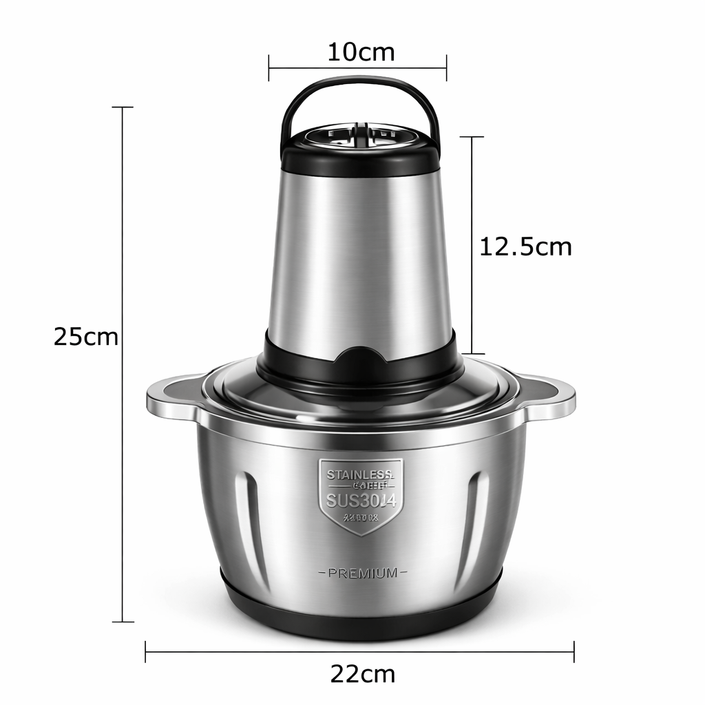 Triturador de alimentos em inox 2 L ou 3 L — detalhe do produto