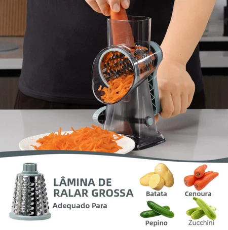 Ralador giratório com 3 tambores de inox — detalhe do produto