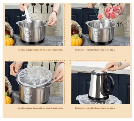 Triturador de alimentos em inox 2 L ou 3 L — detalhe do produto