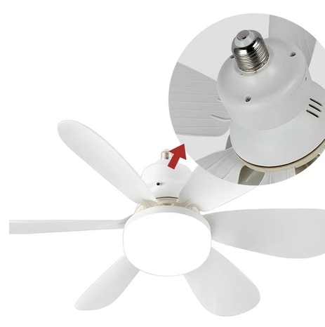Ventilador de teto com luz LED e encaixe E27 — detalhe do produto