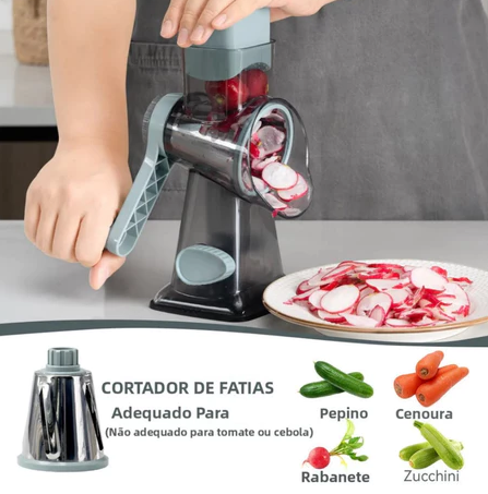 Ralador giratório com 3 tambores de inox — detalhe do produto